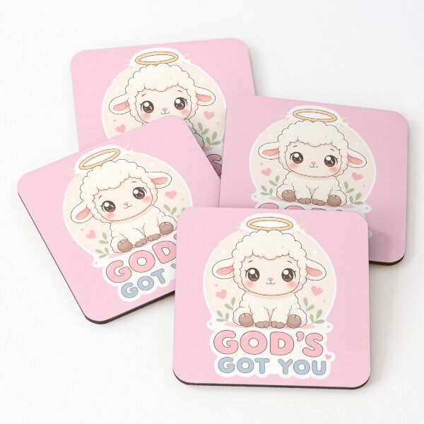 Item preview, Cute Christian Lamb “God’s Got You” Kawaii Faith Pastel Aesthetic Religious Comfort Gift designed and sold by JB-squared Design.