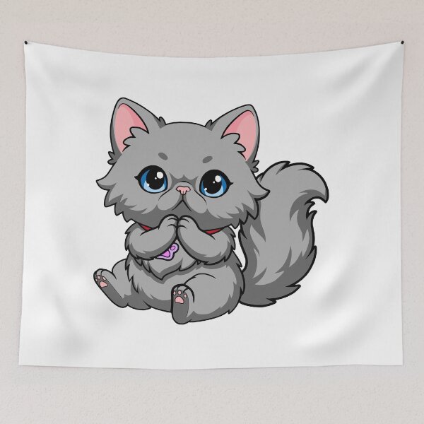 Item preview, Cute Grey Persian Cat Begging Kawaii Chibi Kitten designed and sold by el.azraq.