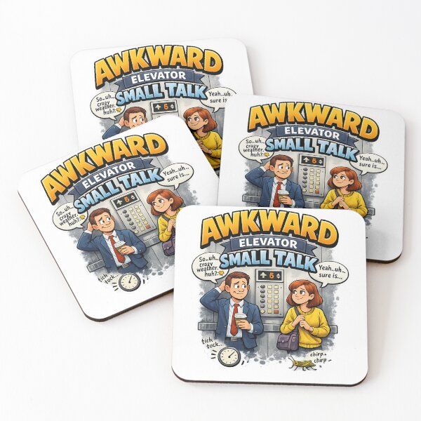 Item preview, Awkward Elevator Small Talk Funny Design – Introvert Office Humour Illustration designed and sold by GarnerSupplyCo.