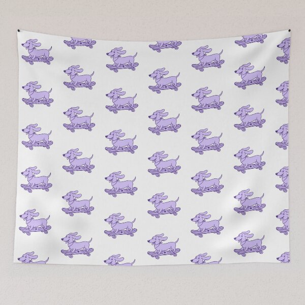 Item preview, Purple Weenie Dog on Skateboard designed and sold by Yellowriversss.
