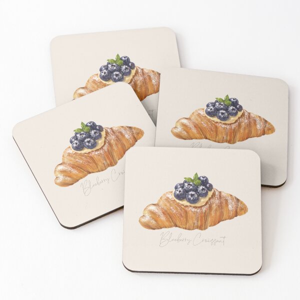 Item preview, French Bakery Pastries | Blueberry Croissant Art designed and sold by simplepaperplan.