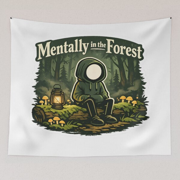 Item preview, Mentally in the Forest Cozy Stickman Forestcore Introvert Aesthetic Nature Lover Art designed and sold by StickyGuys.