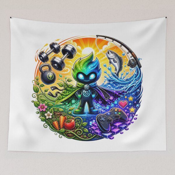 Item preview, Cute Gamer Fishing Garden Cat designed and sold by InkNovaLab.