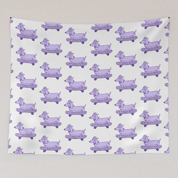 Item preview, Purple Dachshund Dog on Skateboard designed and sold by Yellowriversss.
