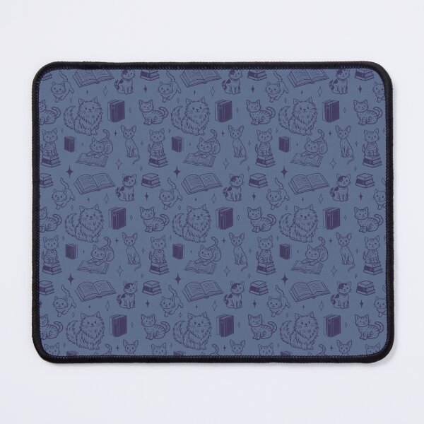 Item preview, Cute Cats and Books Doodle Seamless Pattern for Book Lovers in Blue designed and sold by WildLakePatterns.