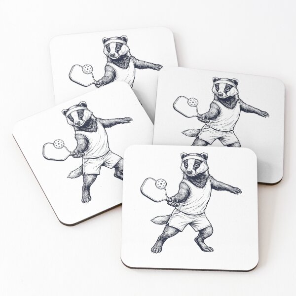 Item preview, Vintage Badger Playing Pickleball Player Animal Lover designed and sold by DoodleTortle.