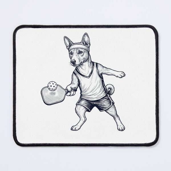 Item preview, Vintage Basenji Playing Pickleball Player Dog Lover designed and sold by DoodleTortle.