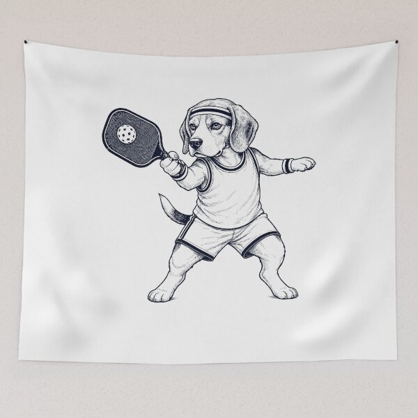 Item preview, Vintage Beagle Playing Pickleball Player Dog Lover designed and sold by DoodleTortle.