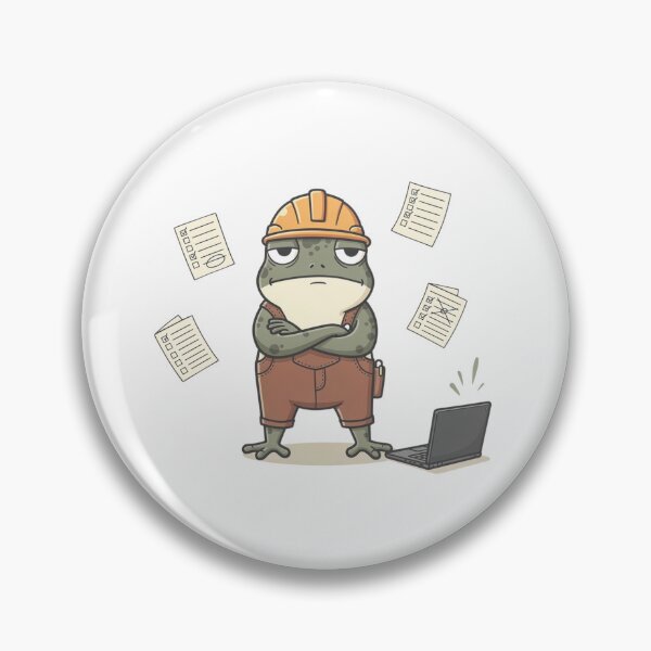 Item preview, Builder Frog With Laptop Pocket Creatures Quirky Animal  designed and sold by Panom Suavichien.