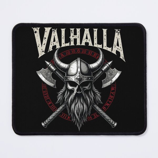 Item preview, Valhalla Viking Warrior Skull with Crossed Battle Axes designed and sold by BluecidDesign.