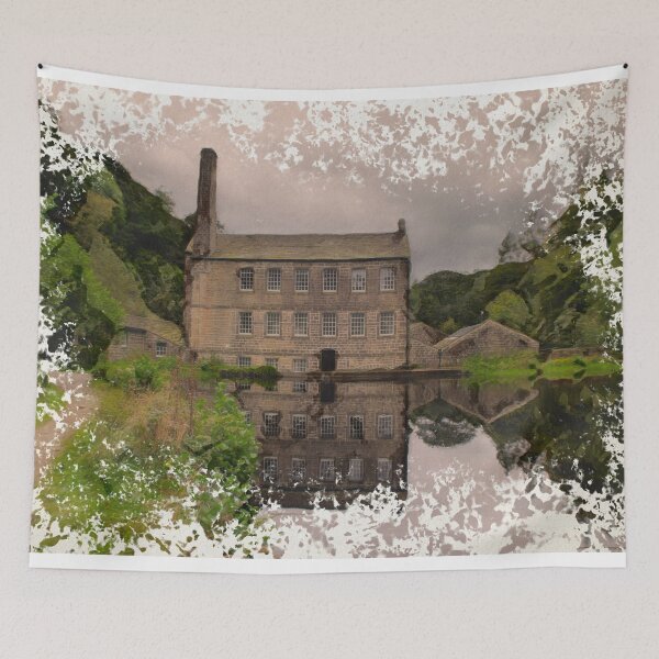 Item preview, Vintage Gibson Mill Art, Hardcastle Crags Yorkshire Mill Reflection designed and sold by ArtworkNorth.