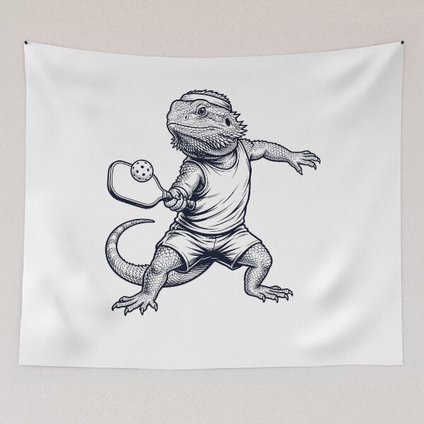 Item preview, Vintage Bearded Dragon Playing Pickleball Player Animal Lover designed and sold by DoodleTortle.