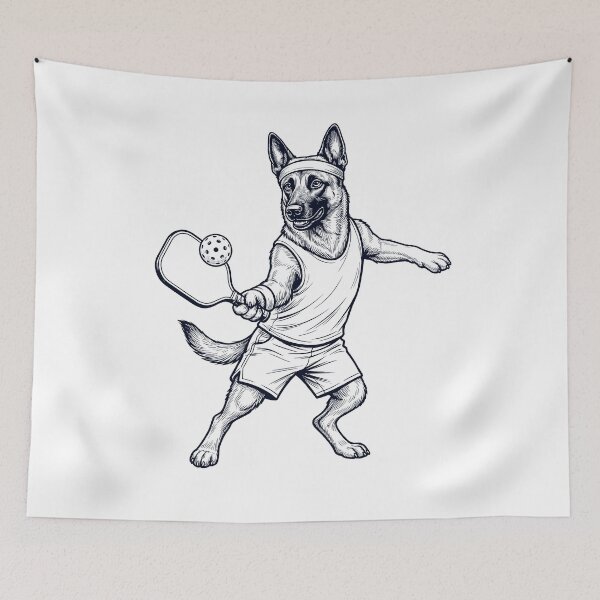 Item preview, Vintage Belgian Malinois Playing Pickleball Player Dog Lover designed and sold by DoodleTortle.