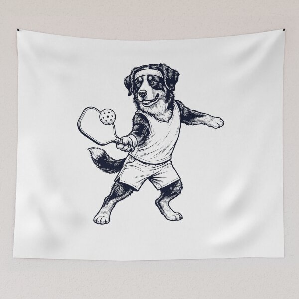 Item preview, Vintage Bernese Mountain Dog Playing Pickleball Player Dog Lover designed and sold by DoodleTortle.