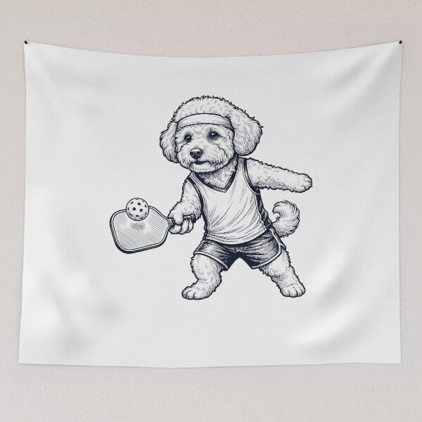 Item preview, Vintage Bichon Frise Playing Pickleball Player Dog Lover designed and sold by DoodleTortle.