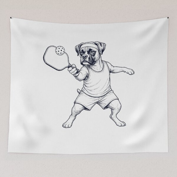 Item preview, Vintage Boxer Dog Playing Pickleball Player Dog Lover designed and sold by DoodleTortle.