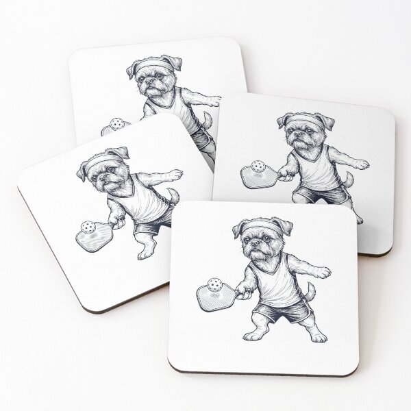 Item preview, Vintage Brussels Griffon Playing Pickleball Player Dog Lover designed and sold by DoodleTortle.
