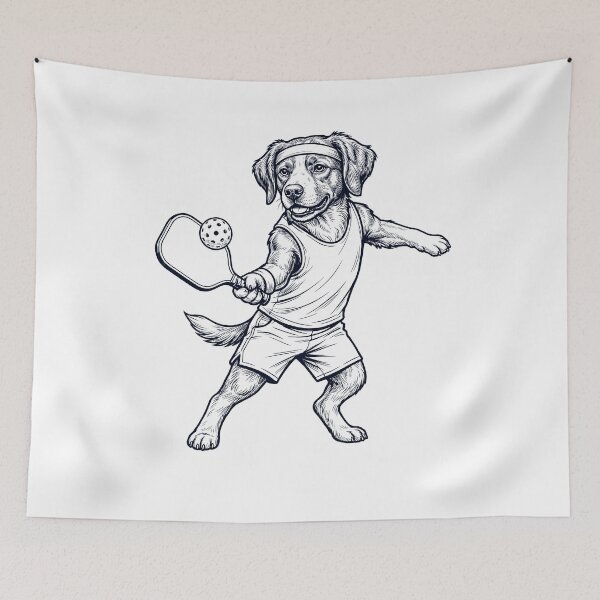 Item preview, Vintage Brittany Playing Pickleball Player Dog Lover designed and sold by DoodleTortle.