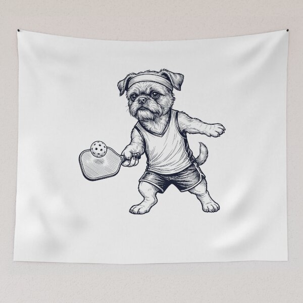 Item preview, Vintage Brussels Griffon Playing Pickleball Player Dog Lover designed and sold by DoodleTortle.