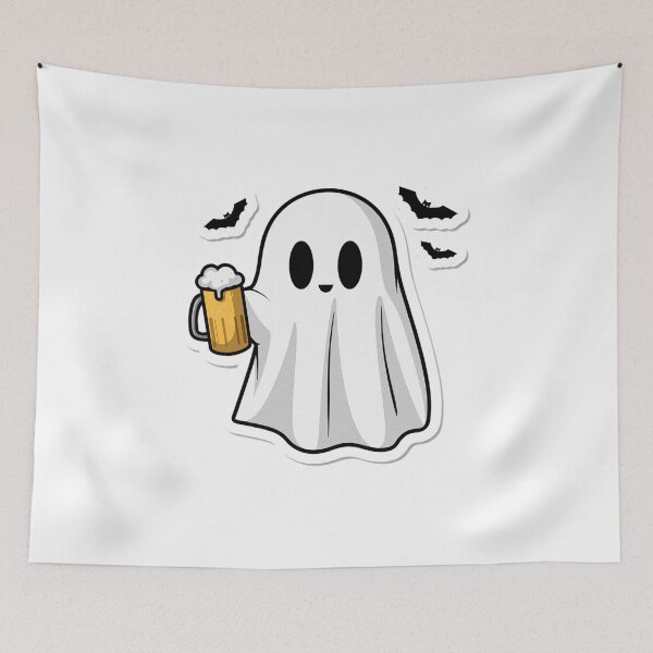 Item preview, Spooky Ghost Cheers – Halloween Beer Mug Sticker designed and sold by ClickToSticker.