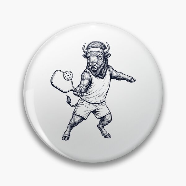 Artikelvorschau, Vintage Buffalo spielt Pickleball, Tierliebhaber entworfen und verkauft von DoodleTortle.