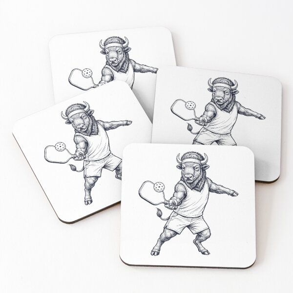 Item preview, Vintage Buffalo Playing Pickleball Player Animal Lover designed and sold by DoodleTortle.