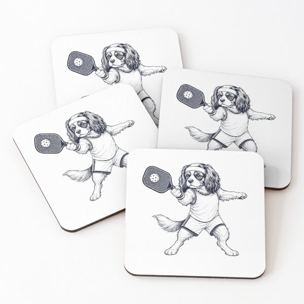 Item preview, Vintage Cavalier King Charles Spaniel Playing Pickleball Player Dog Lover designed and sold by DoodleTortle.