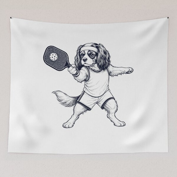 Item preview, Vintage Cavalier King Charles Spaniel Playing Pickleball Player Dog Lover designed and sold by DoodleTortle.