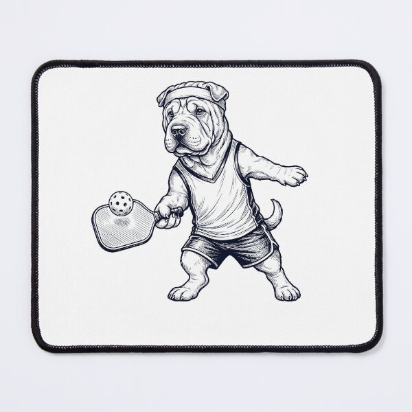 Item preview, Vintage Chinese Shar Pei Playing Pickleball Player Dog Lover designed and sold by DoodleTortle.