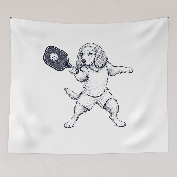 Item preview, Vintage Cocker Spaniel Playing Pickleball Player Dog Lover designed and sold by DoodleTortle.