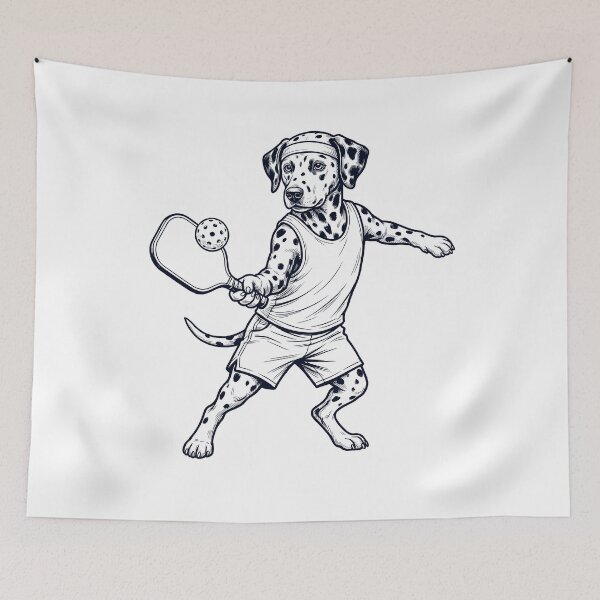 Item preview, Vintage Dalmatian Playing Pickleball Player Dog Lover designed and sold by DoodleTortle.