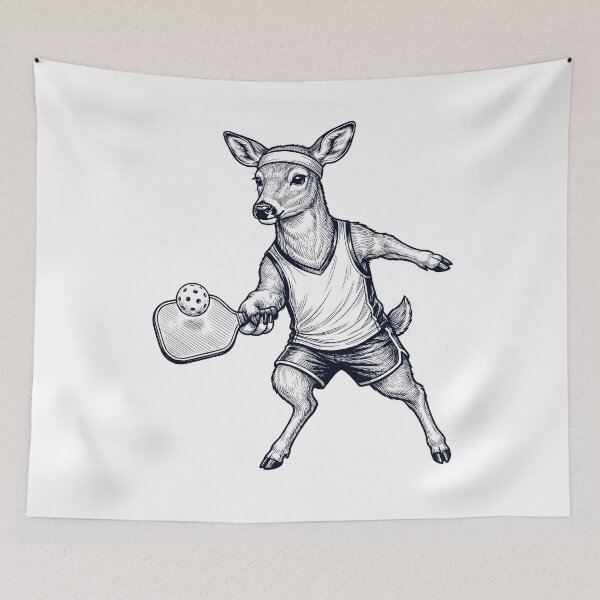 Item preview, Vintage Deer Playing Pickleball Player Animal Lover designed and sold by DoodleTortle.
