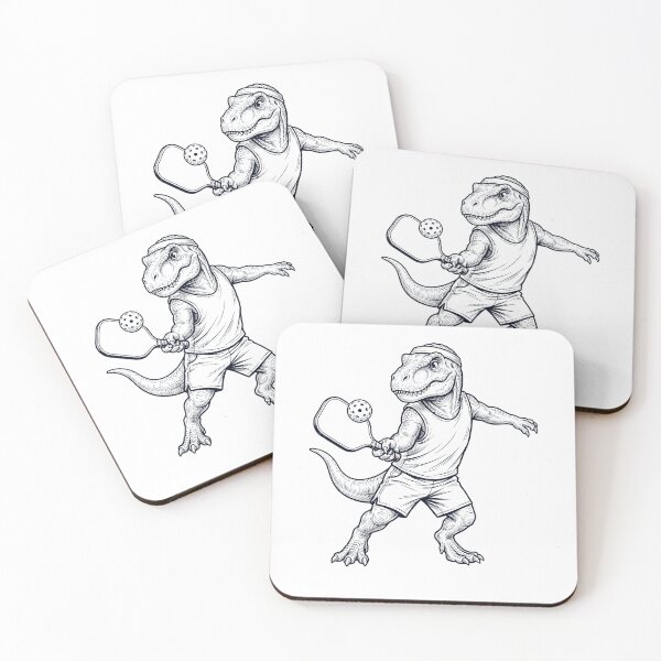 Item preview, Vintage Dinosaur Playing Pickleball Player Animal Lover designed and sold by DoodleTortle.