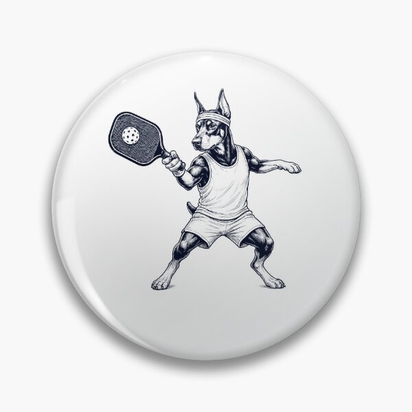 Item preview, Vintage Doberman Pinscher Playing Pickleball Player Dog Lover designed and sold by DoodleTortle.