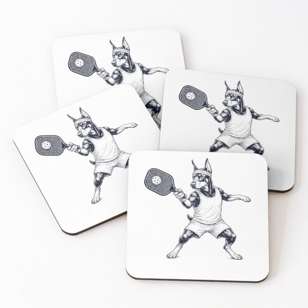 Item preview, Vintage Doberman Pinscher Playing Pickleball Player Dog Lover designed and sold by DoodleTortle.
