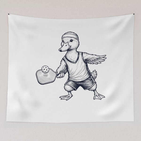 Item preview, Vintage Duck Playing Pickleball Player Animal Lover designed and sold by DoodleTortle.