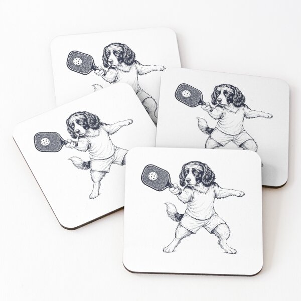 Item preview, Vintage English Springer Spaniel Playing Pickleball Player Dog Lover designed and sold by DoodleTortle.