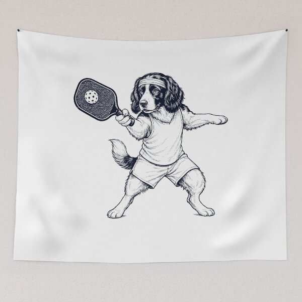 Item preview, Vintage English Springer Spaniel Playing Pickleball Player Dog Lover designed and sold by DoodleTortle.