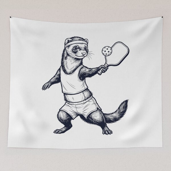 Item preview, Vintage Ferret Playing Pickleball Player Animal Lover designed and sold by DoodleTortle.