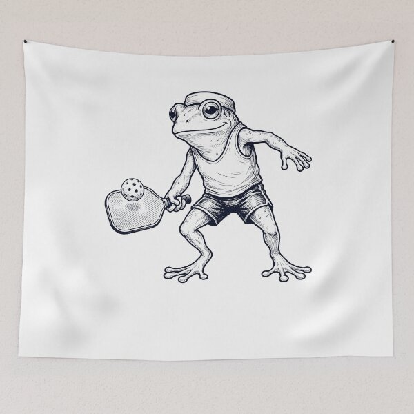 Item preview, Vintage Frog Playing Pickleball Player Animal Lover designed and sold by DoodleTortle.