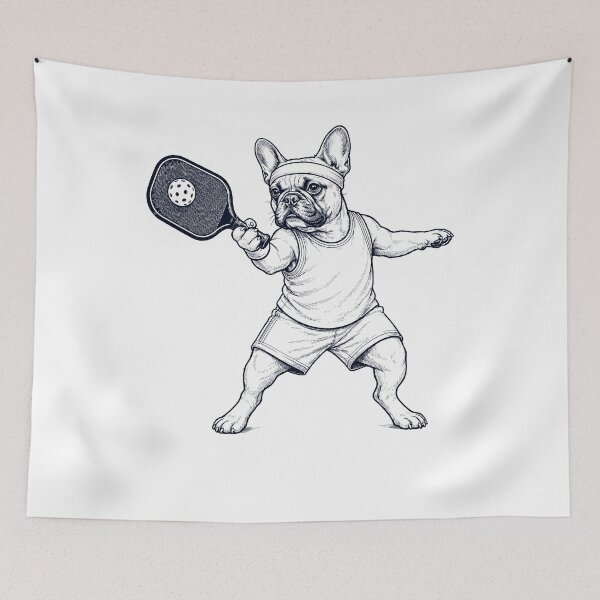 Item preview, Vintage French Bulldog Playing Pickleball Player Dog Lover designed and sold by DoodleTortle.