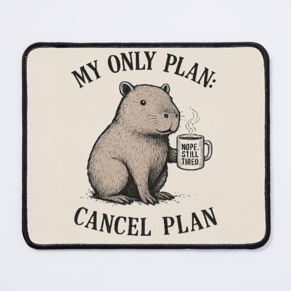 Item preview, My Only Plan Cancel Plan Funny Capybara Meme Nope Still Tired Introvert Humor Vintage Aesthetic designed and sold by Negisandeep studio.