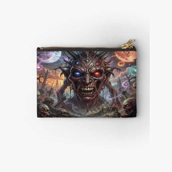 Item preview, Epic Demon Lord with Glowing Eyes Rising in a Dark Fantasy Cemetery Under Twin Moons designed and sold by FotoworldEdel.