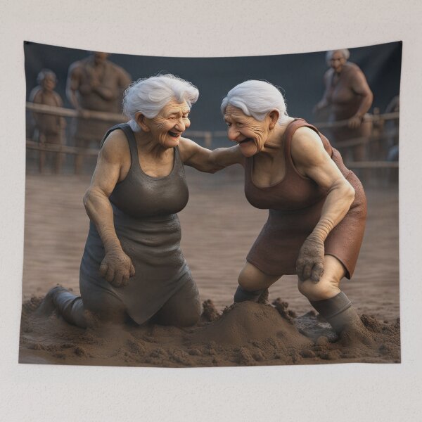 Item preview, Old women mud wrestling designed and sold by Colin Bentham.