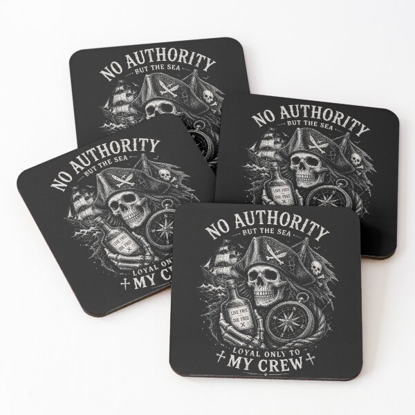 Item preview, Pirate Skull Vintage Engraving – No Authority But the Sea Dark Nautical Design designed and sold by ThreadTheory976.