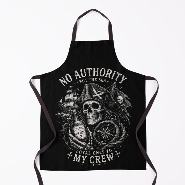 Item preview, Pirate Skull Vintage Engraving – No Authority But the Sea Dark Nautical Design designed and sold by TheClockOutClub.
