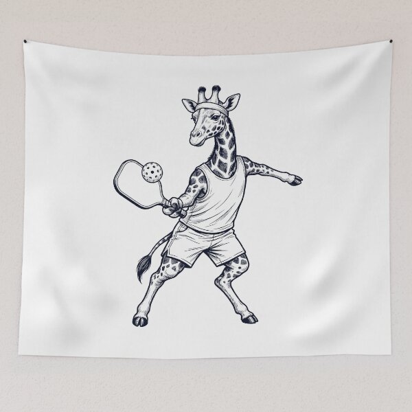 Item preview, Vintage Giraffe Playing Pickleball Player Animal Lover designed and sold by DoodleTortle.