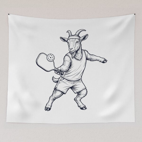 Item preview, Vintage Goat Playing Pickleball Player Animal Lover designed and sold by DoodleTortle.