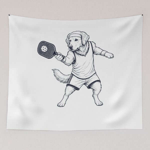 Item preview, Vintage Golden Retriever Playing Pickleball Player Dog Lover designed and sold by DoodleTortle.