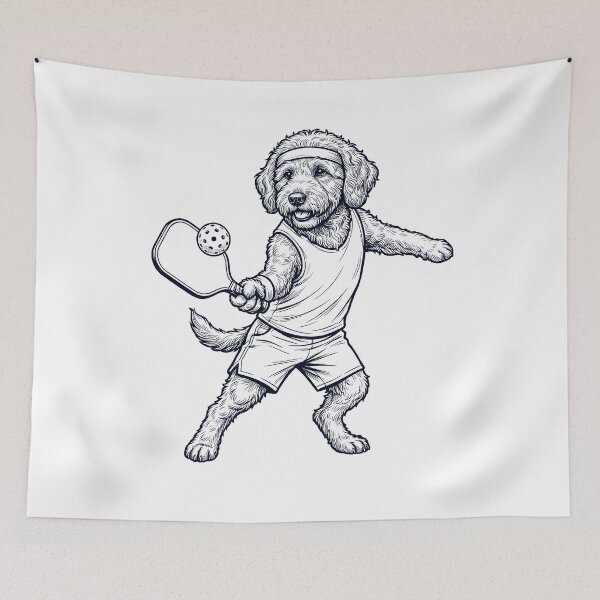 Item preview, Vintage Goldendoodle Playing Pickleball Player Dog Lover designed and sold by DoodleTortle.